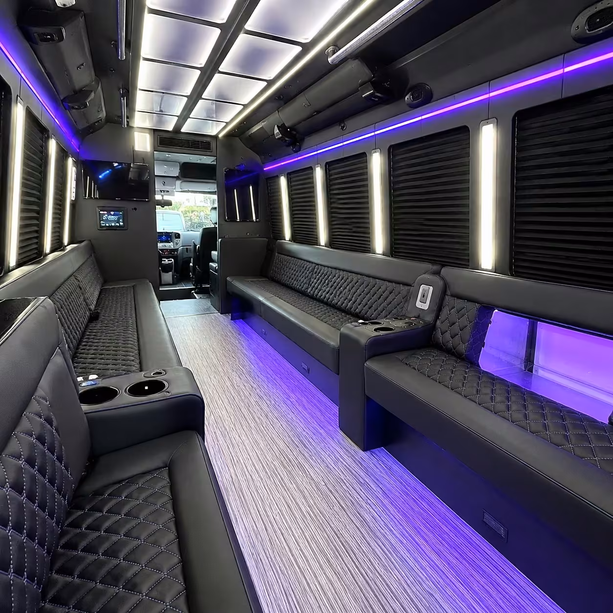 28 passenger party bus inside