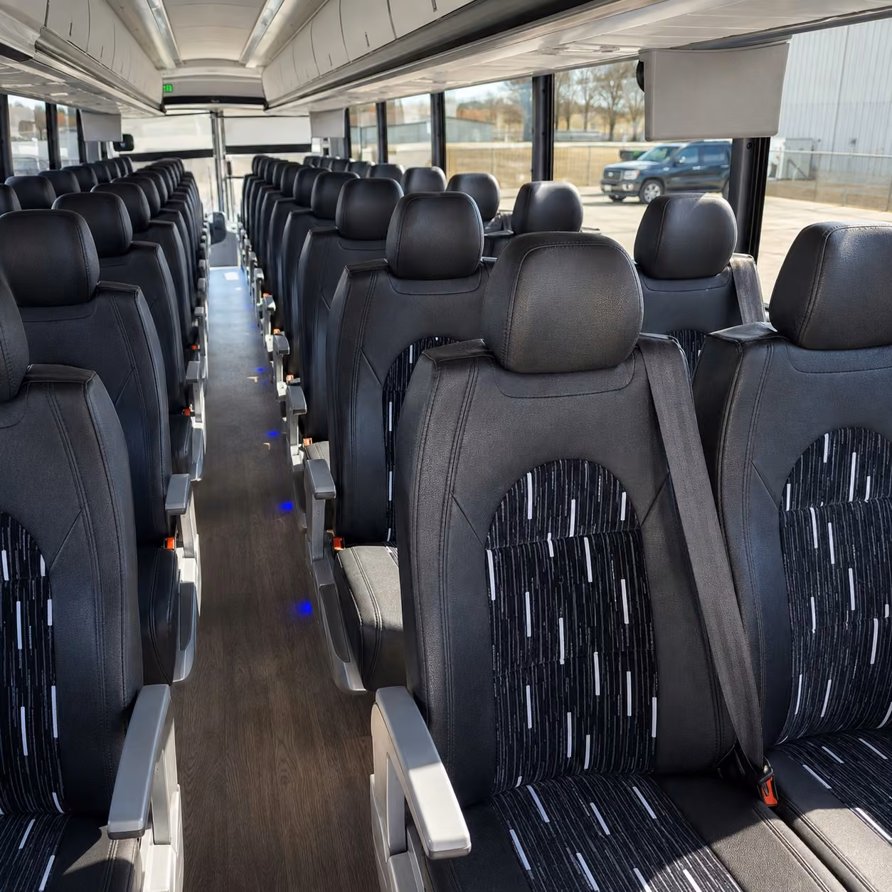 40 56 passenger charter bus inside